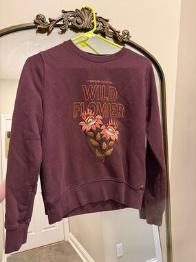 Scotch & Soda deep maroon Graphic 'Wild Flower' Embroidered Sweatshirt XS